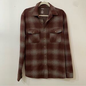 Burgundy Plaid Super Soft Knit Button Up Shirt | Men’s Fall - Somoma
